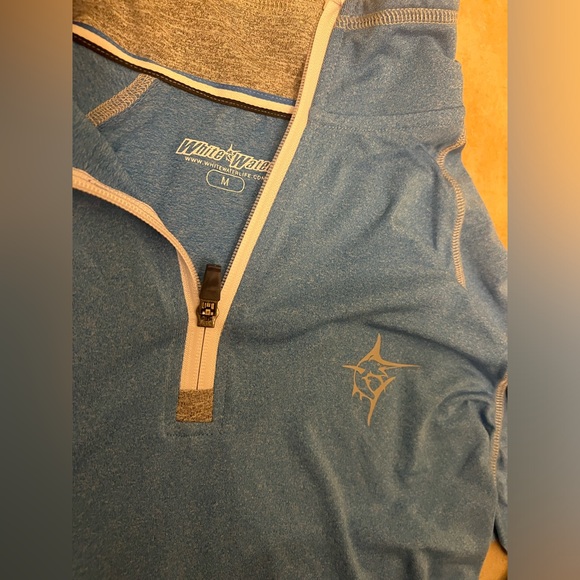 Men’s white water life blue long sleeve athletic shirt - Picture 2 of 3